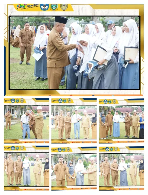 Penyerahan Hadiah Peserta Didik SMKN 1 Barumun Pada Kegiatan LKS Tingkat Provinsi  Juara 2 dan Juara 3,  Prestasi Pada MSC/POSI Tingkat Kab/Kota dan Tanggapan Materi Pak Abert Efendi Pohan